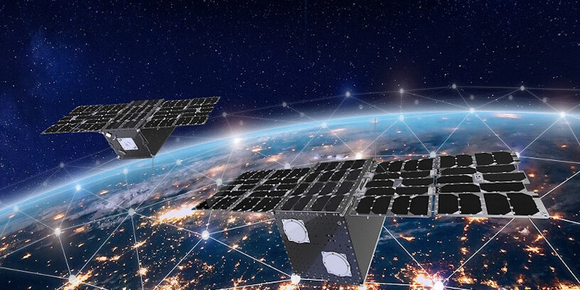 Global telecommunication network, nodes connected around earth, internet, worldwide communication Internet