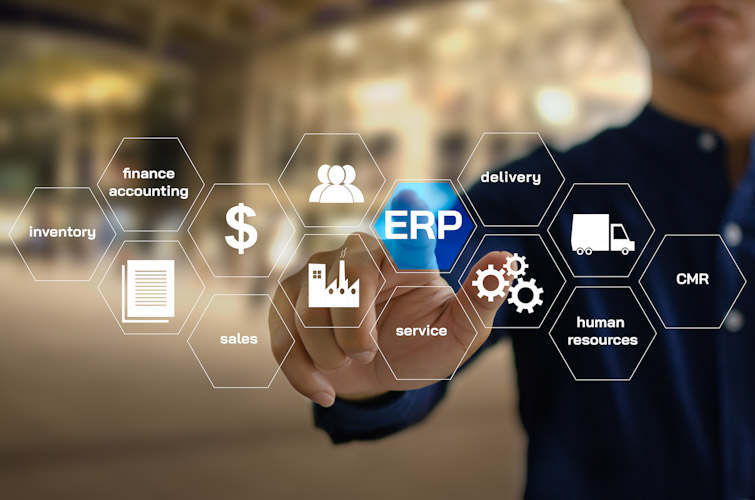 ERP Enterprise Resource Planning.  Planning to manage the organi ERP Inteligente