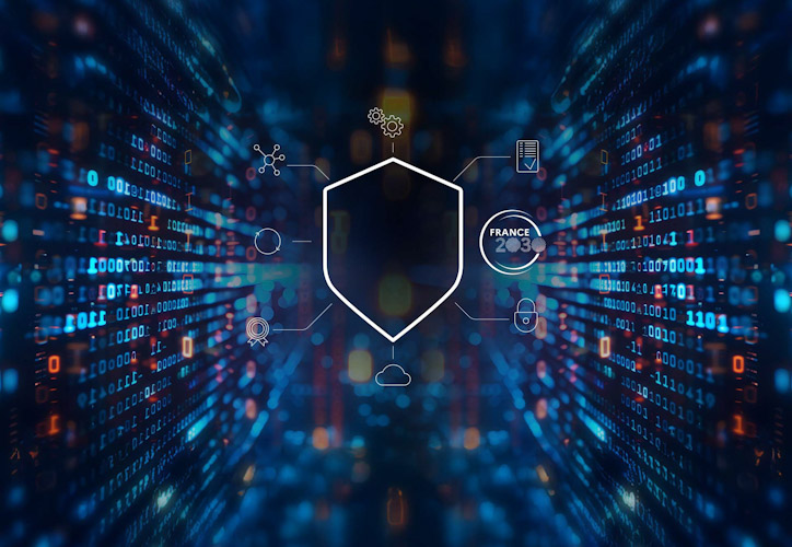 In the digital age, a technology background featuring dark space Consorcio HyGARDE