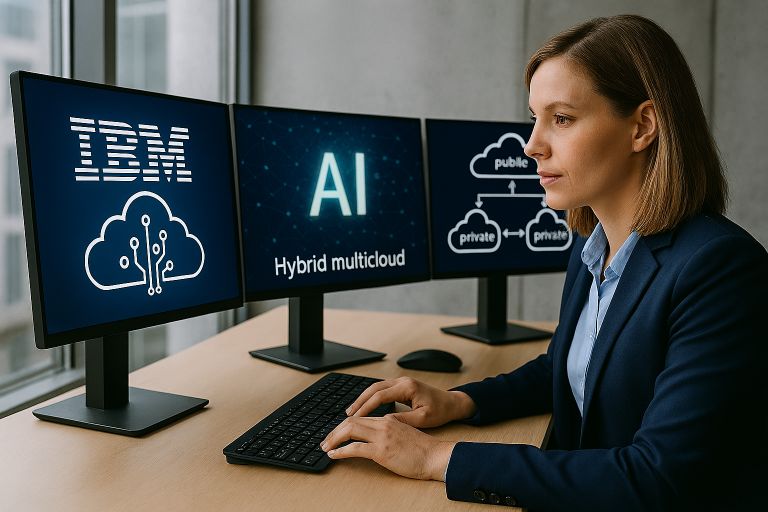 Mujer frente a IBM multicloud
