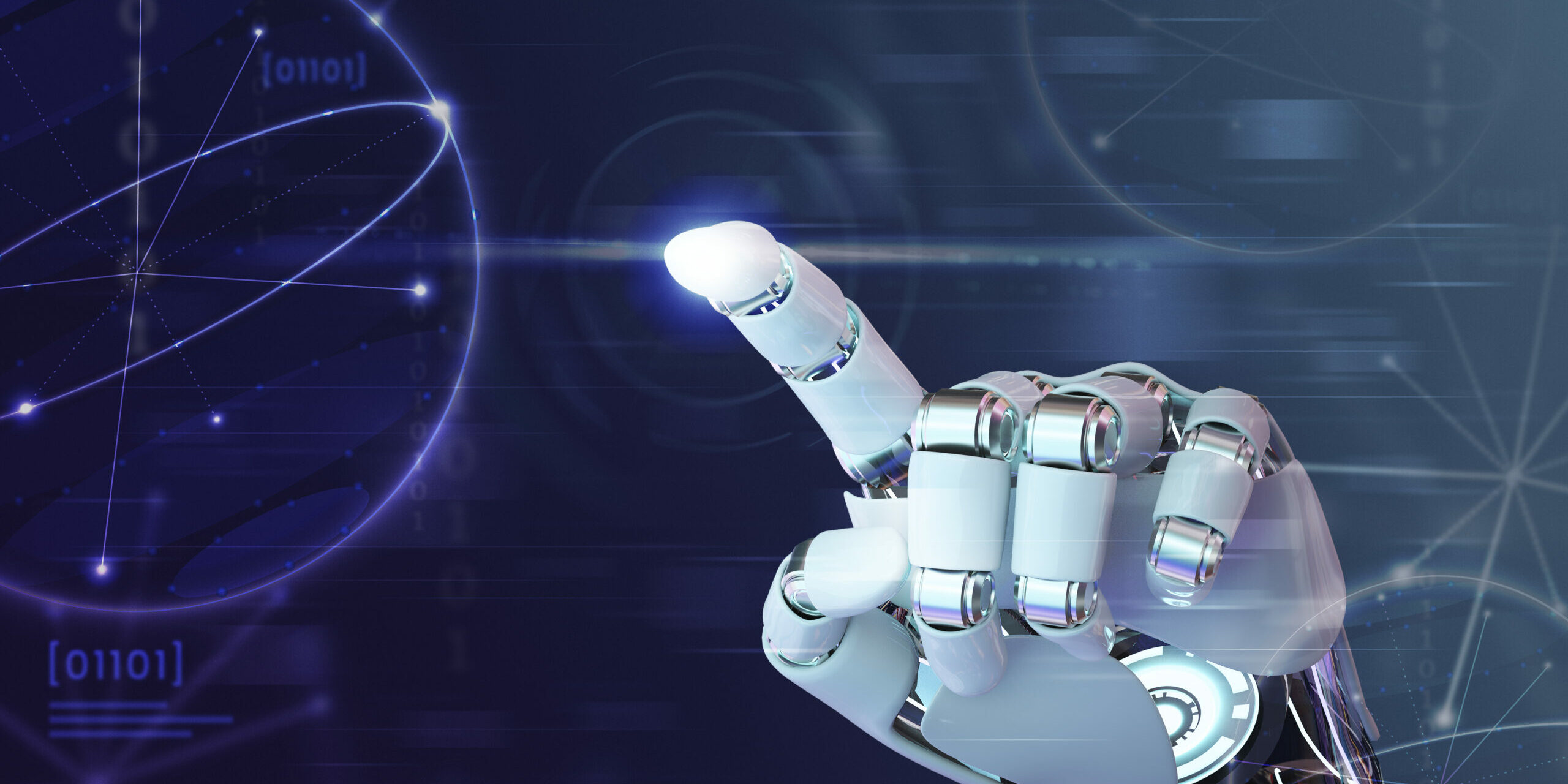 Robot hand finger, AI background technology graphics Cloudflare