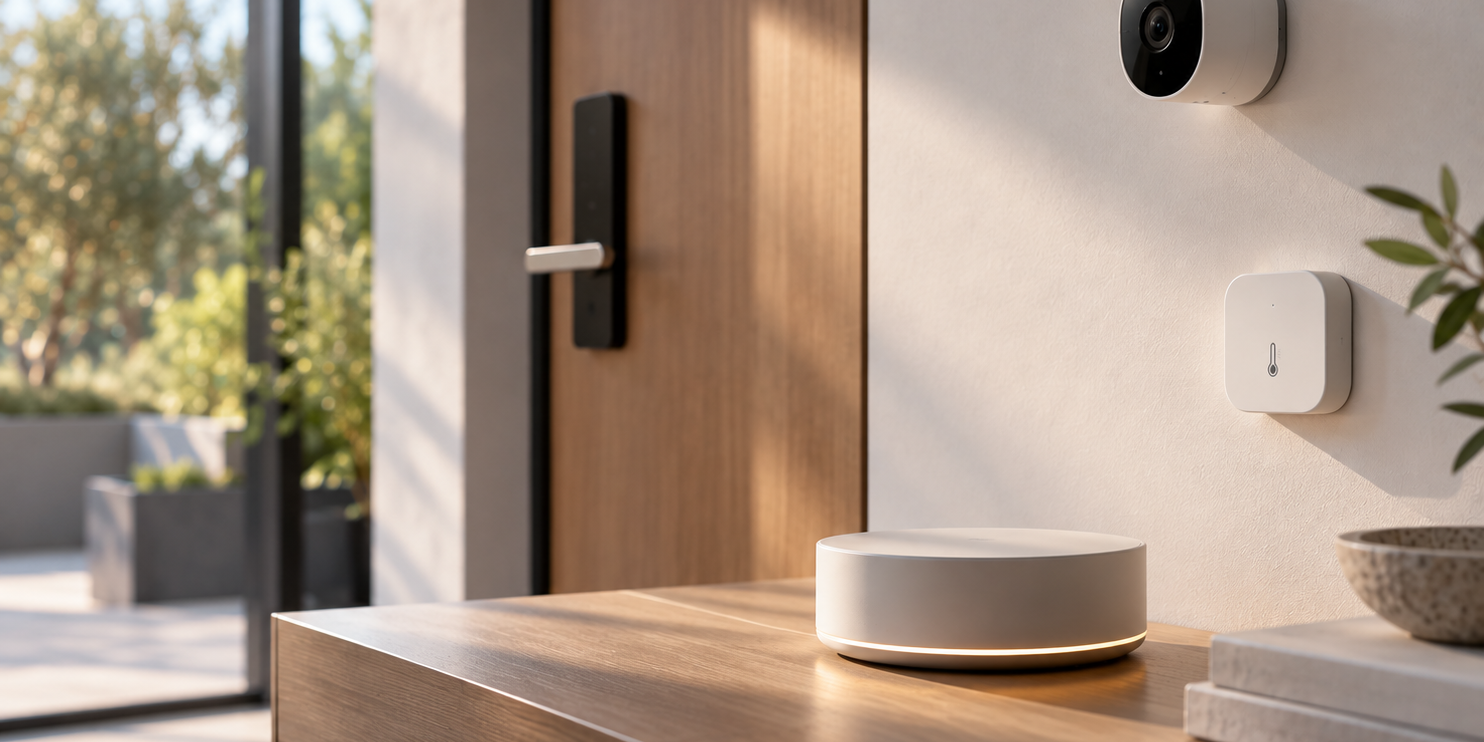 Entrada minimalista con tecnología inteligente Apple y LG